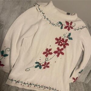 Festive Floral Embroidered Sweater
